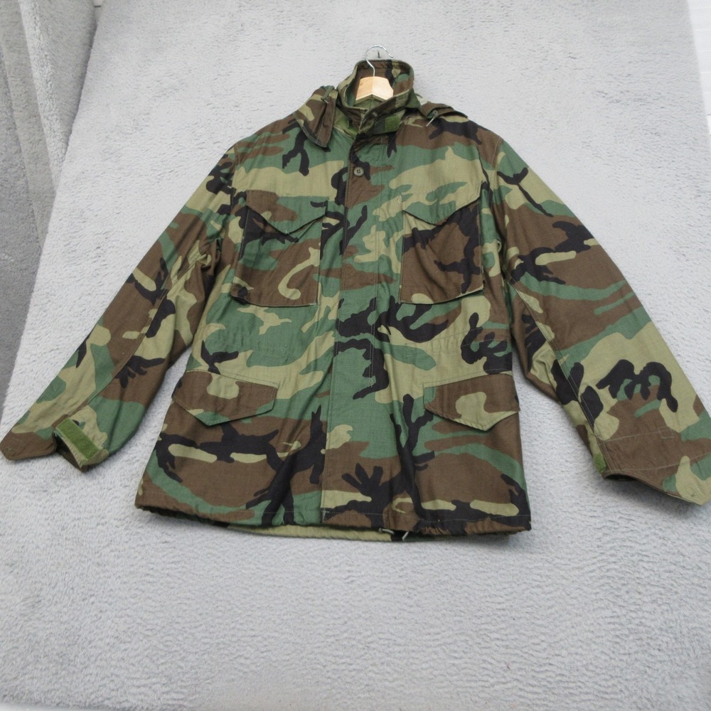 Vintage 1991 USGI M65 Field Jacket Mens M Regular Woodland Camo Centre Mfg